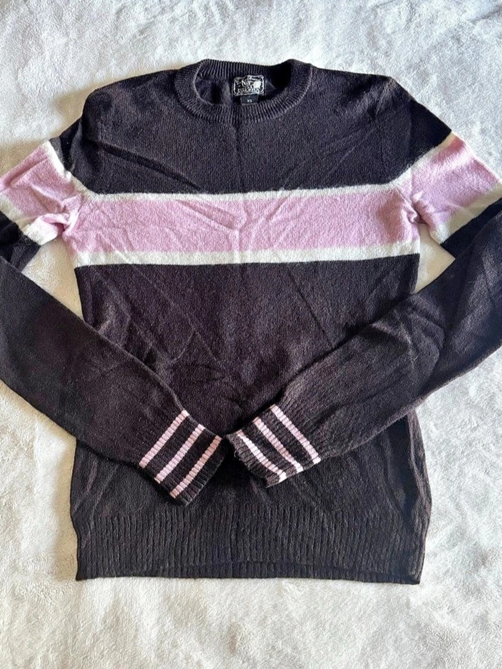 DUNGER & BAME Color Block 100% Cashmere Crewneck Sweater XS